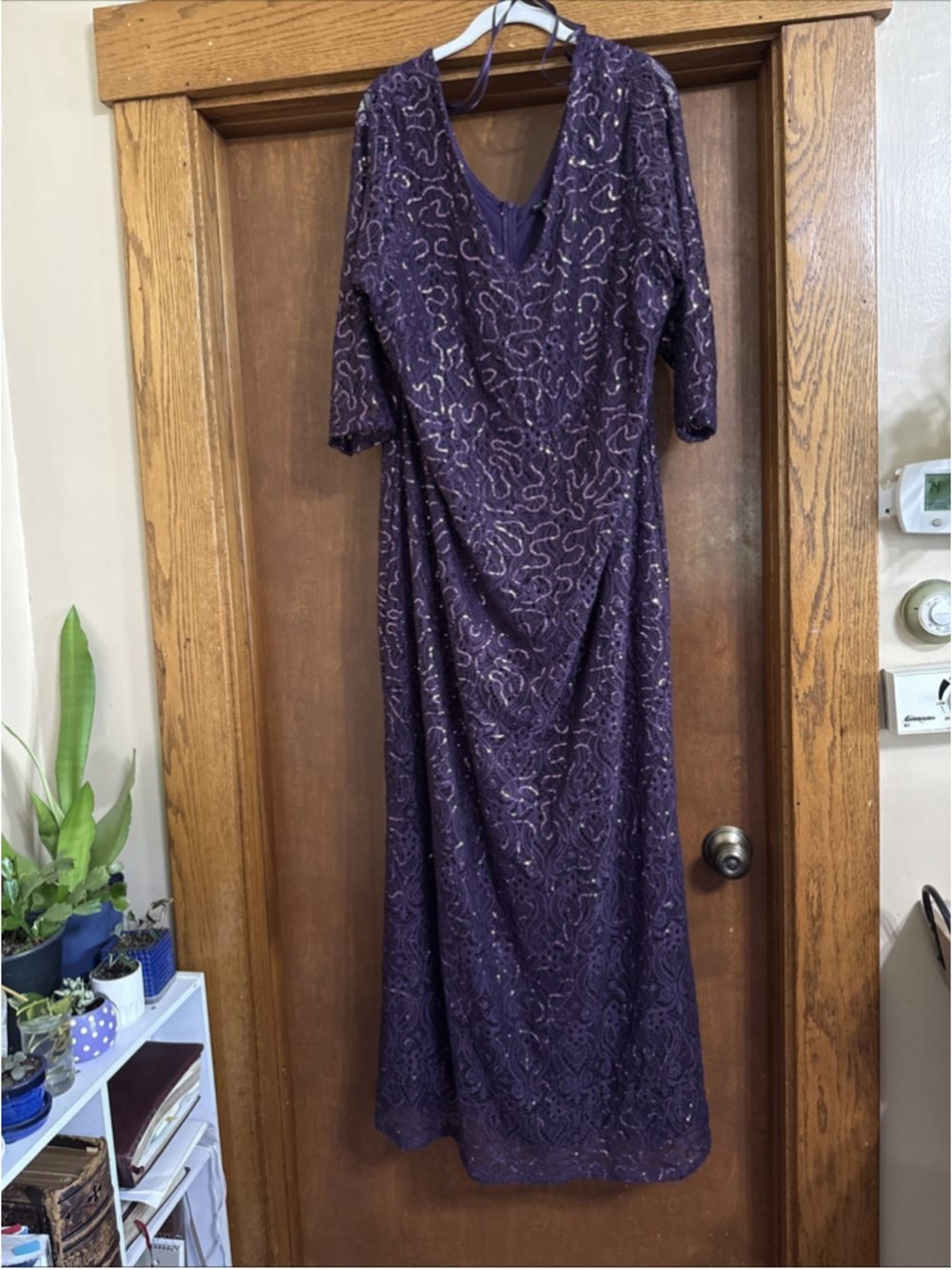 Blu Sage Women's 3/4 Sleeve Dress S Plum Size 16 Perfect Mother Of Bride H8